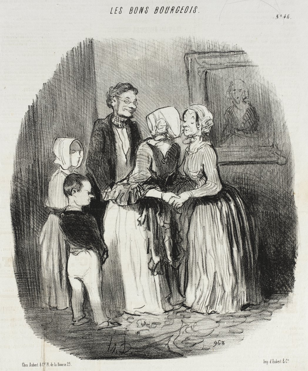 Ved nytår, obligatorisk besøg hos tante Rabourdin af Honoré Daumier