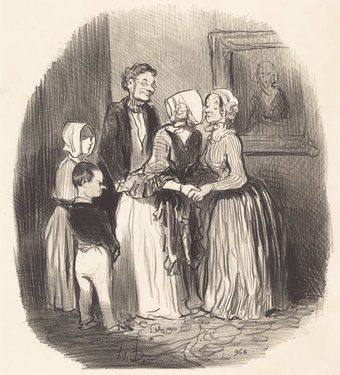 Ved nytår besøg... tante Rabourdin af Honoré Daumier