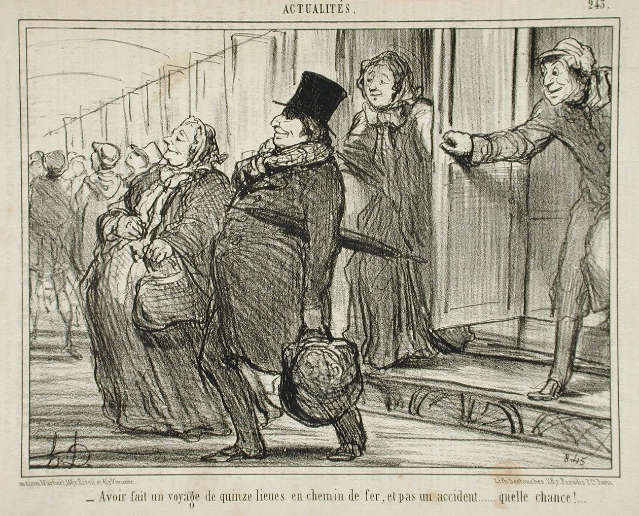 At have foretaget en rejse på femten lieues med jernbane... af Honoré Daumier