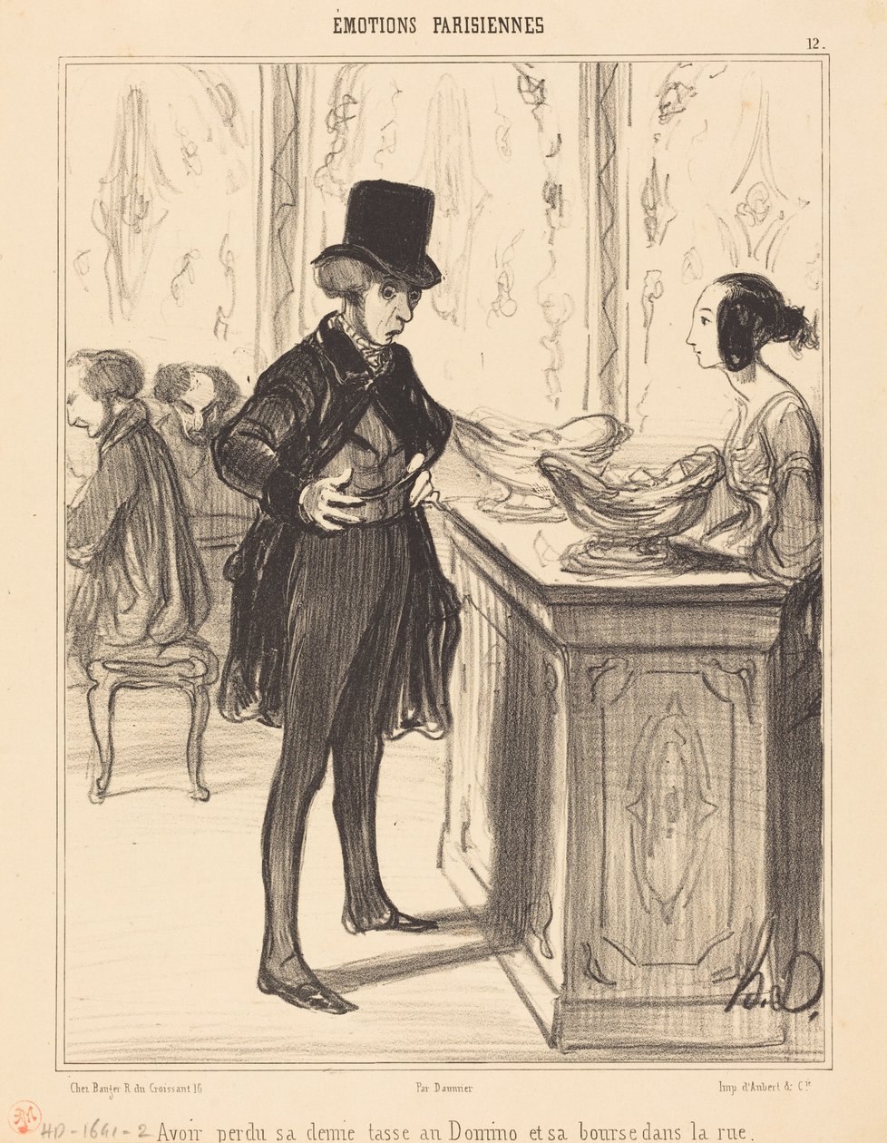 At have mistet sin halve kop ved domino og sin pung på gaden af Honoré Daumier