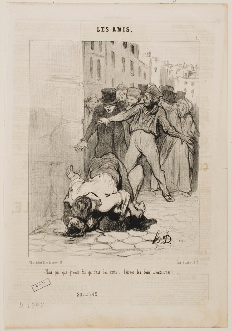 Men jeg siger jer, de er venner... de udtrykker sig bare over for hinanden. af Honoré Daumier