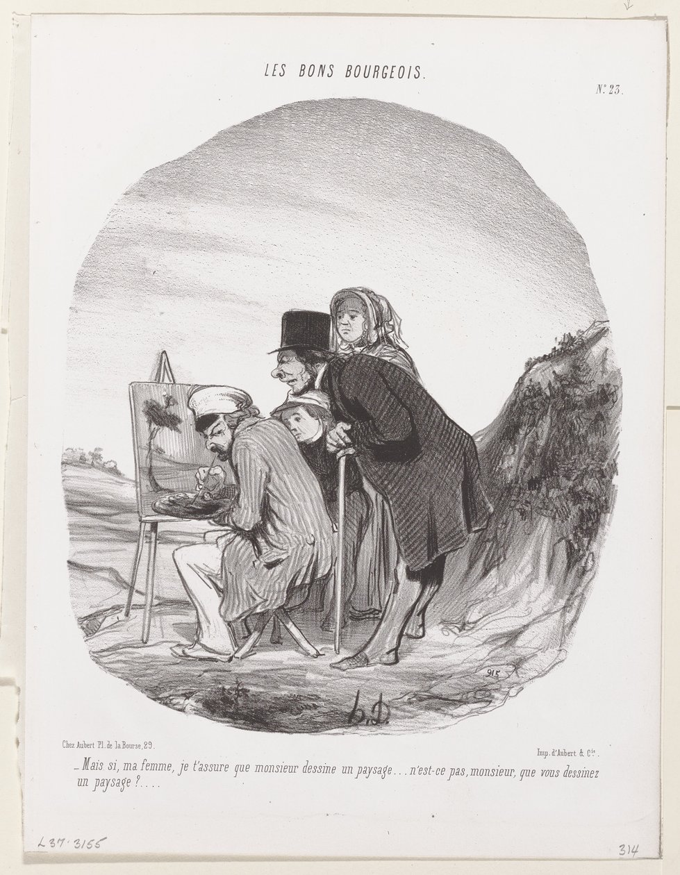 Men ja, min kone, jeg forsikrer dig om, at monsieur tegner et landskab ... det er et landskab, monsieur, ikke sandt? af Honoré Daumier
