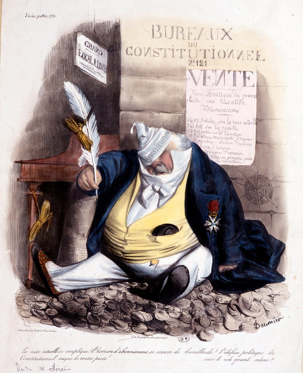 Tegneserie af Daumier om Dr. Louis Desire Veron og avisen "" Le Constitutionnel", n.d. ca. 1840. af Honoré Daumier