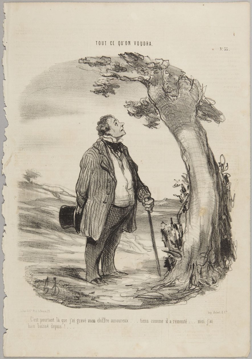 „Alligevel var det dér, jeg indgraverede mit kærlighedstegn...“, nummer 35 fra serien Alt, hvad man vil have fra Le Charivari af Honoré Daumier