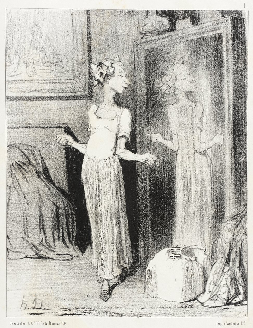 Det er mærkeligt, hvordan dette spejl flader mig ud... af Honoré Daumier