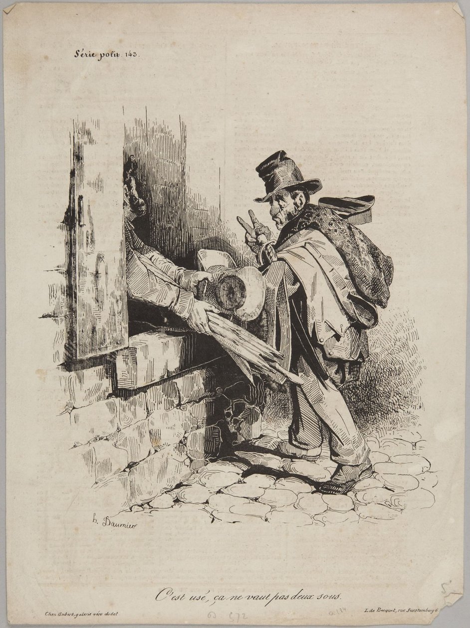Den er slidt, den er ikke to sous værd, nummer 143 fra serien Politisk serie fra Le Charivari af Honoré Daumier