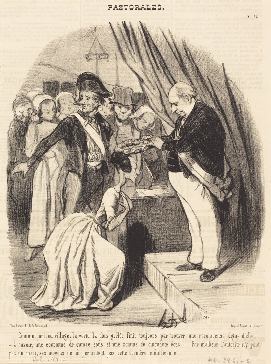 Hvordan den mest haglramte dyd i landsbyen... af Honoré Daumier
