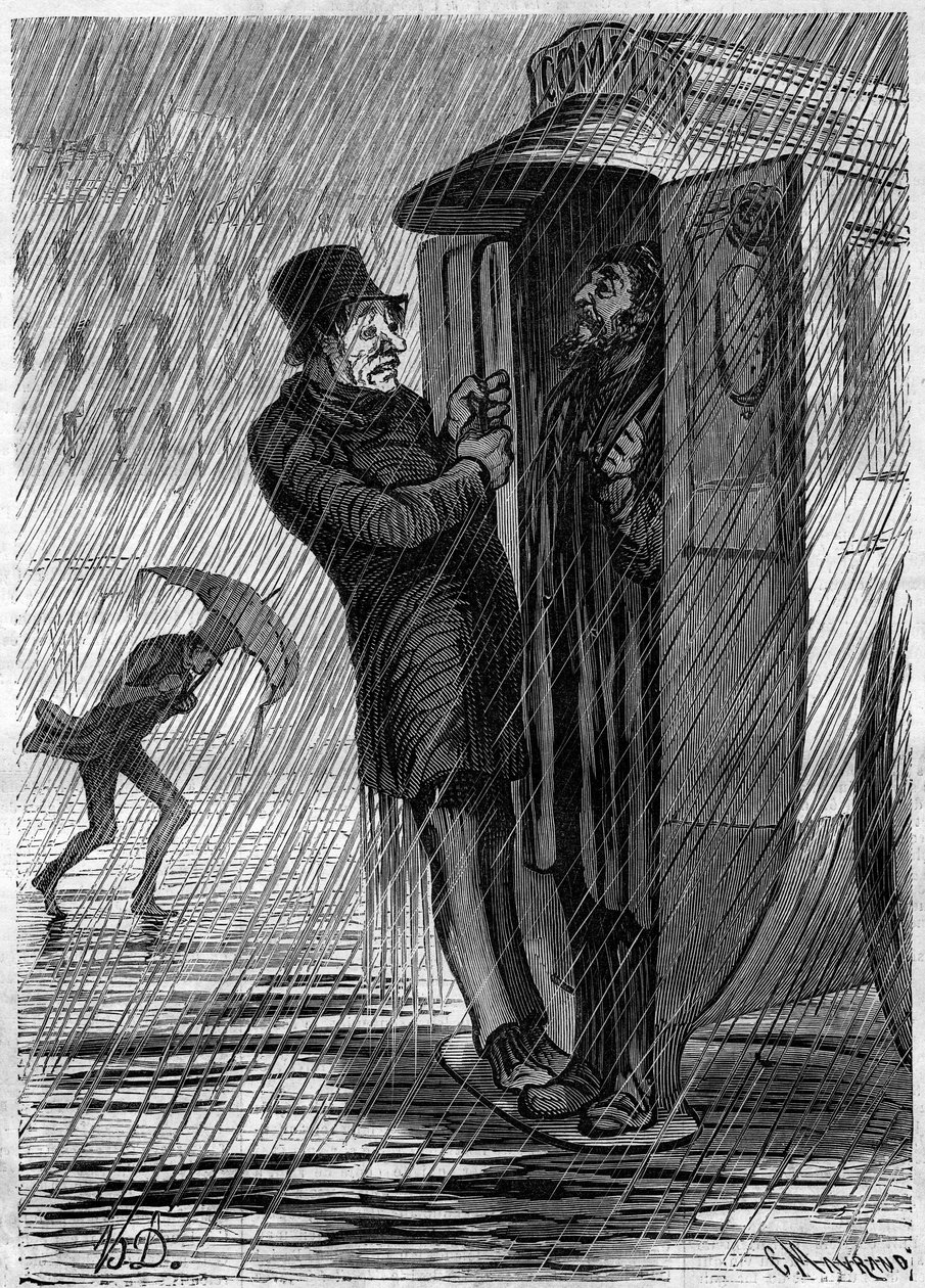 Komplet!!! Tegnefilm af Honore Daumier (1808-1879). Indgravering i "" Le Monde Illustré"" nr. 271 af 21. juni 1862. af Honoré Daumier
