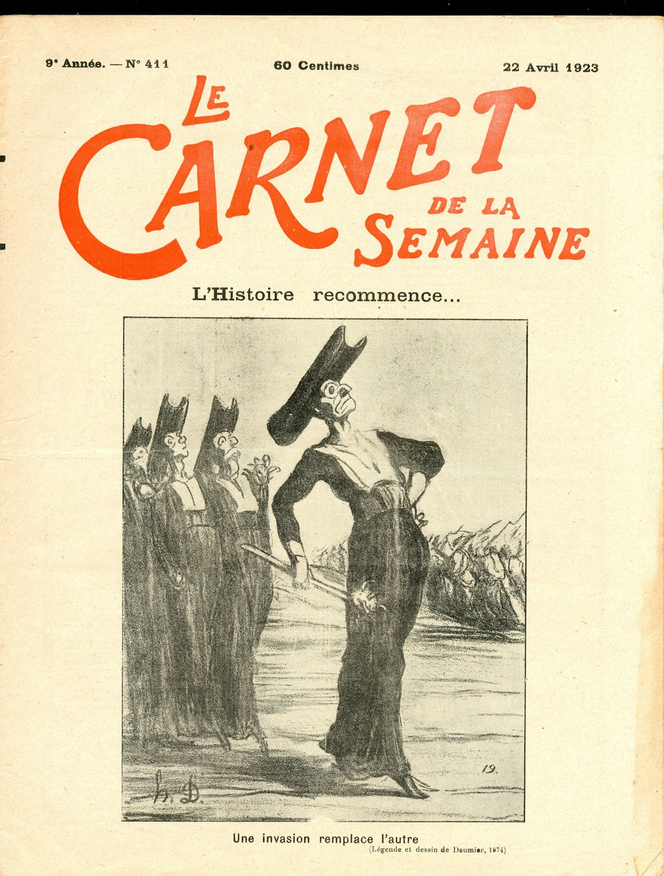 Forside til "" Ugens bog "", satirisk i B&W af Honoré Daumier