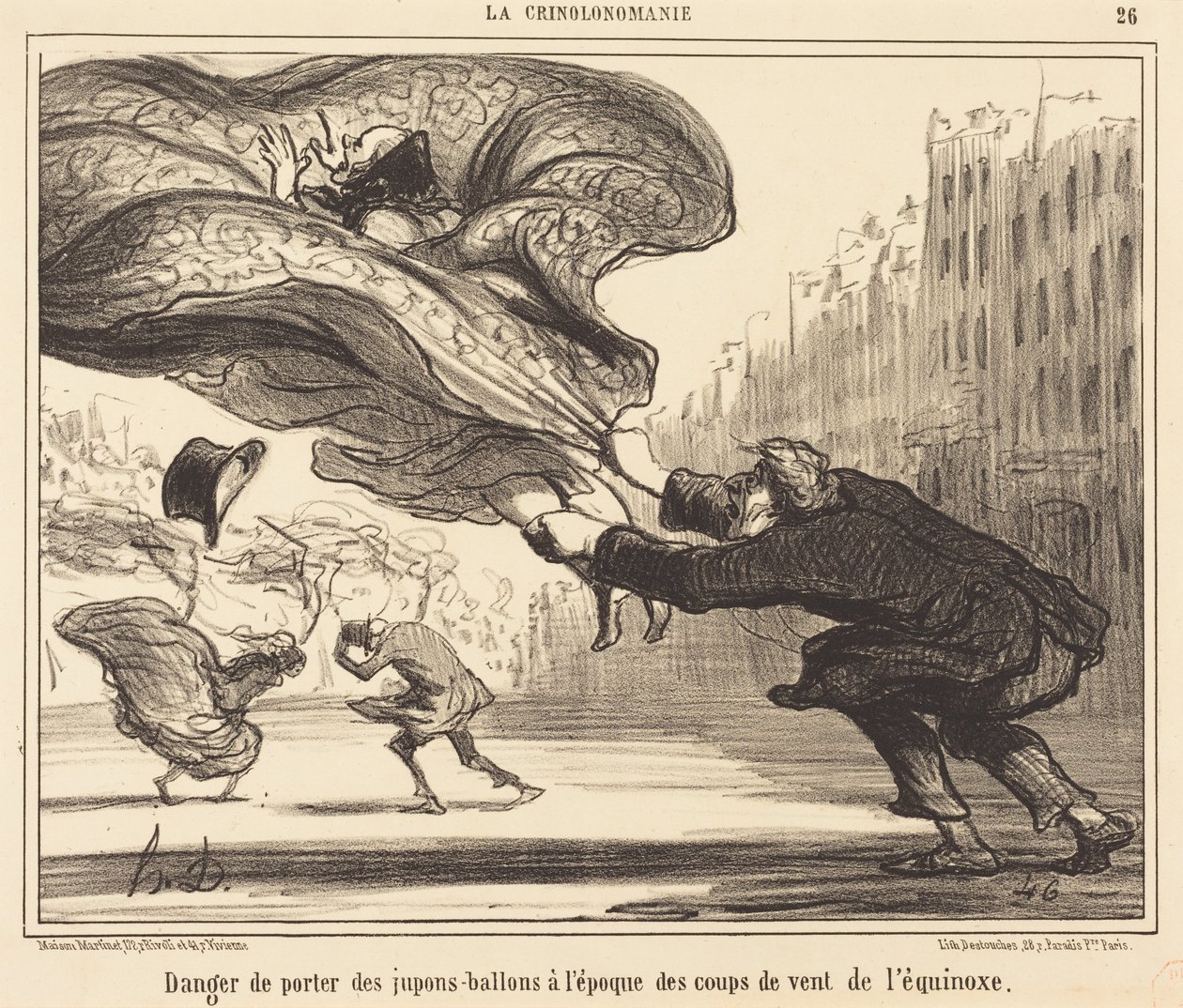 Faren ved at bære ballonnederdele... af Honoré Daumier