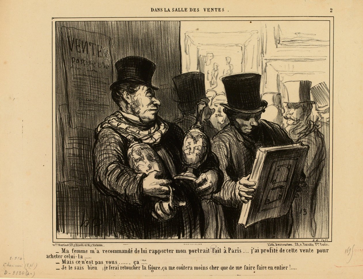 I auktionssalen nr. 2: Min kone bad mig om at tage mit portræt med hjem til hende... af Honoré Daumier