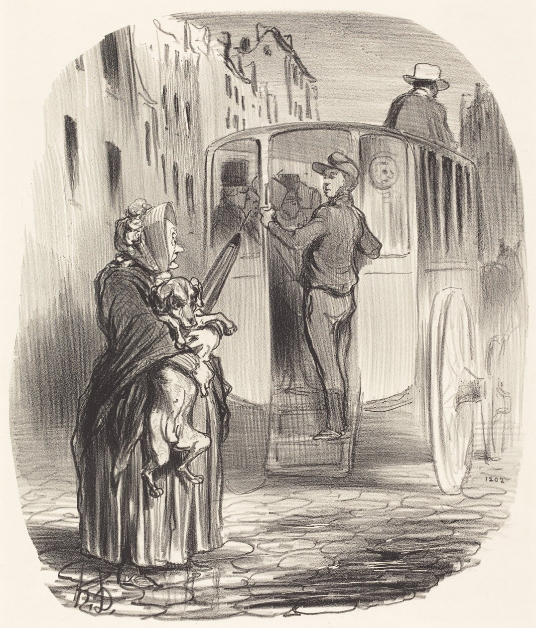 Beklager, borgerinde... jeg modtager ikke hunde... af Honoré Daumier