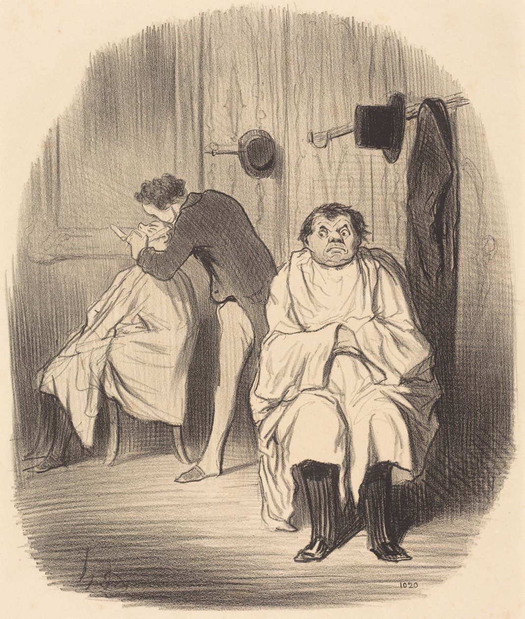 Fanden! ... Det lader til, at barberkniven ikke er særlig god ... af Honoré Daumier