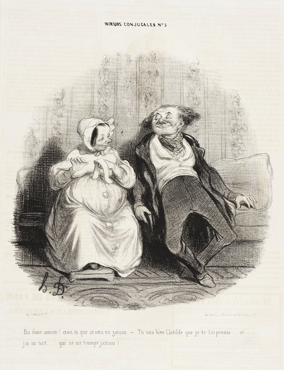 Sig mig, skat! Tror du, det bliver en dreng? af Honoré Daumier