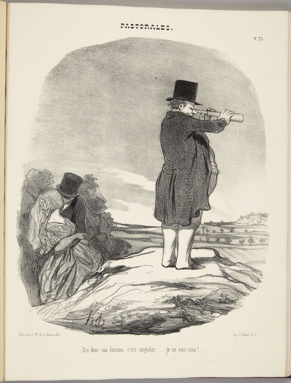 Hør, min kone, det er mærkeligt... jeg kan ikke se noget!... af Honoré Daumier