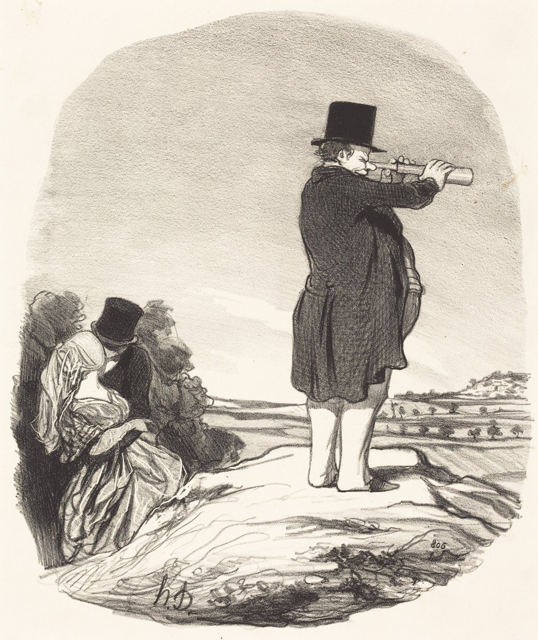 Hør her, kone ... jeg kan ikke se noget! af Honoré Daumier