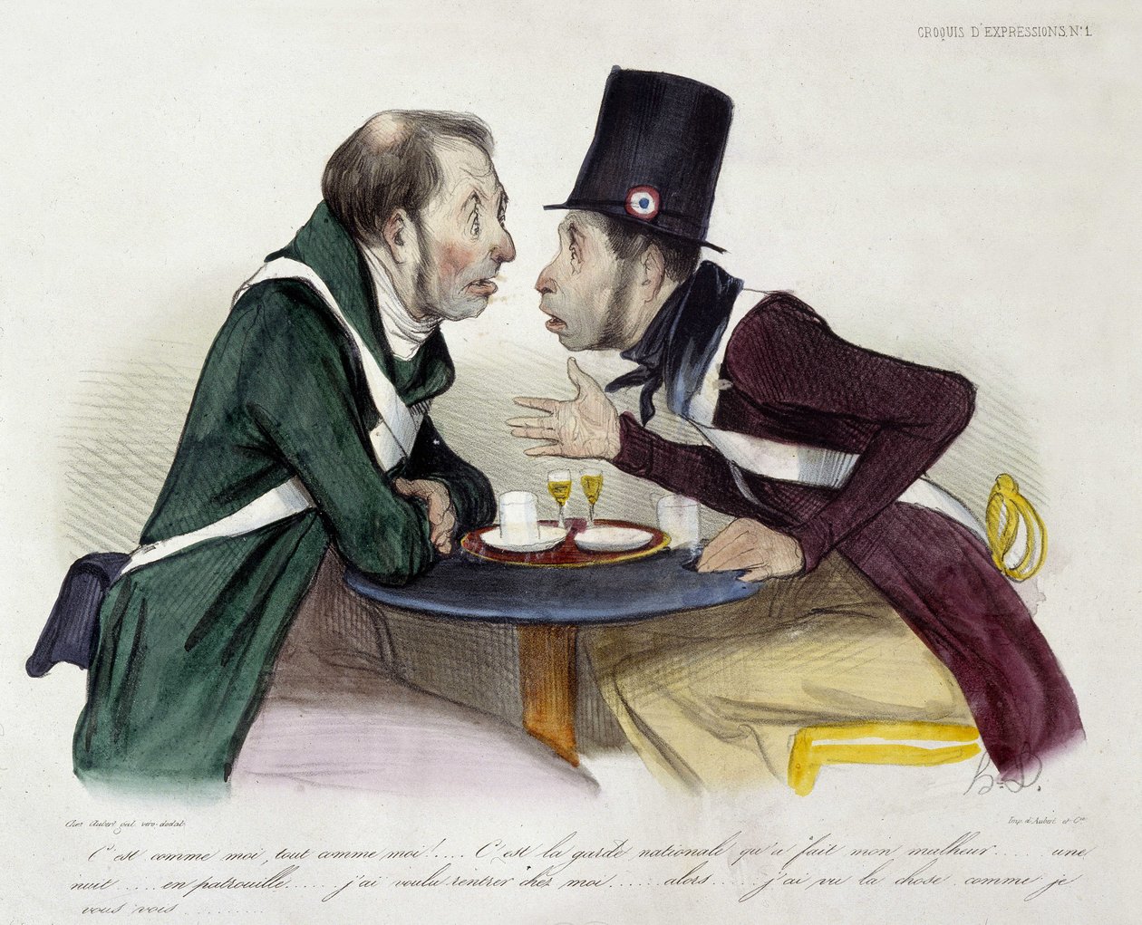 Diskussion af bistro mellem nationalgarden - af Daumier af Honoré Daumier