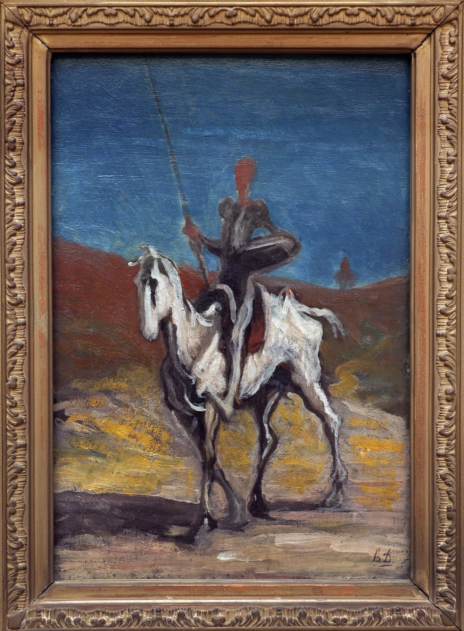 Don Quixote. Maleri af Honore Daumier (1808-1879), olie på lærred, ca. 1868. Fransk kunst af Honoré Daumier