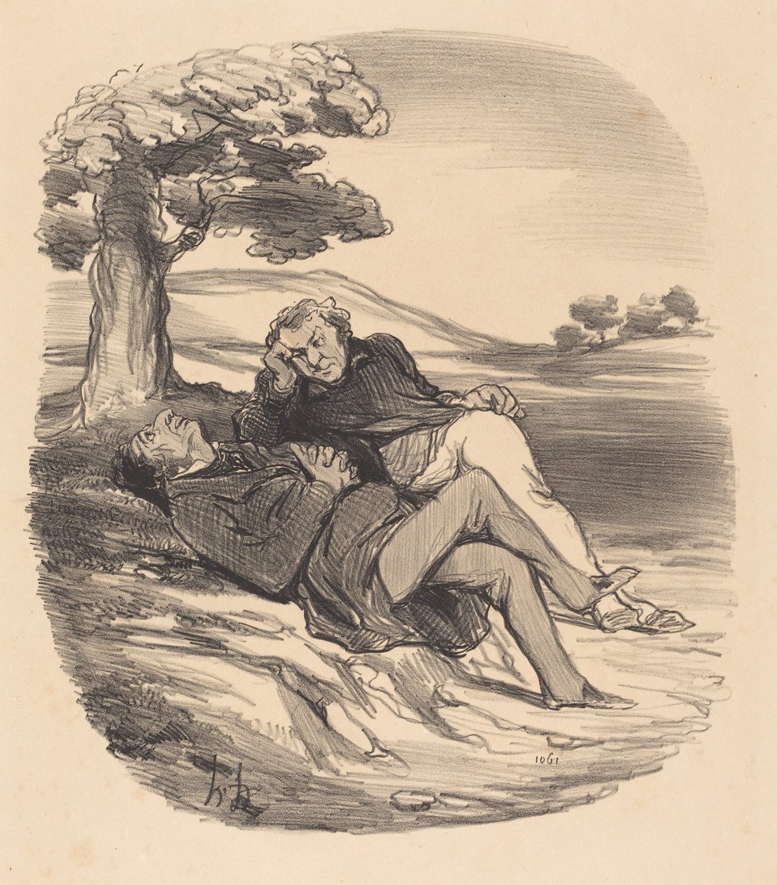 Sød fritid af en pensioneret byggemarked... af Honoré Daumier