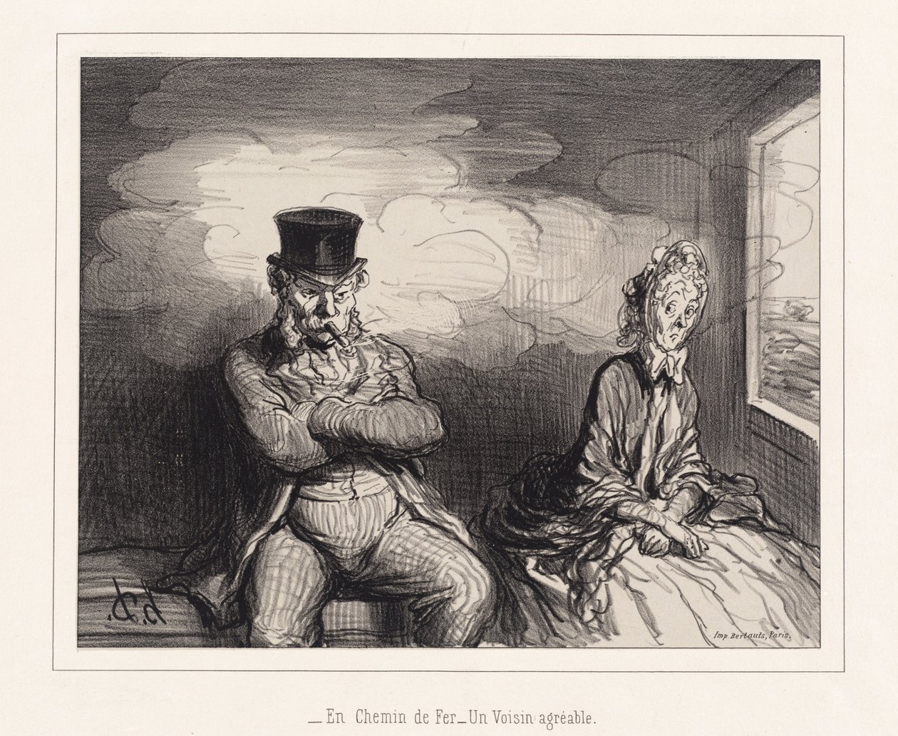 I toget... en behagelig nabo af Honoré Daumier