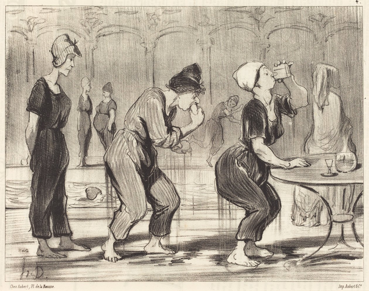 Mellem to spring i vandet af Honoré Daumier