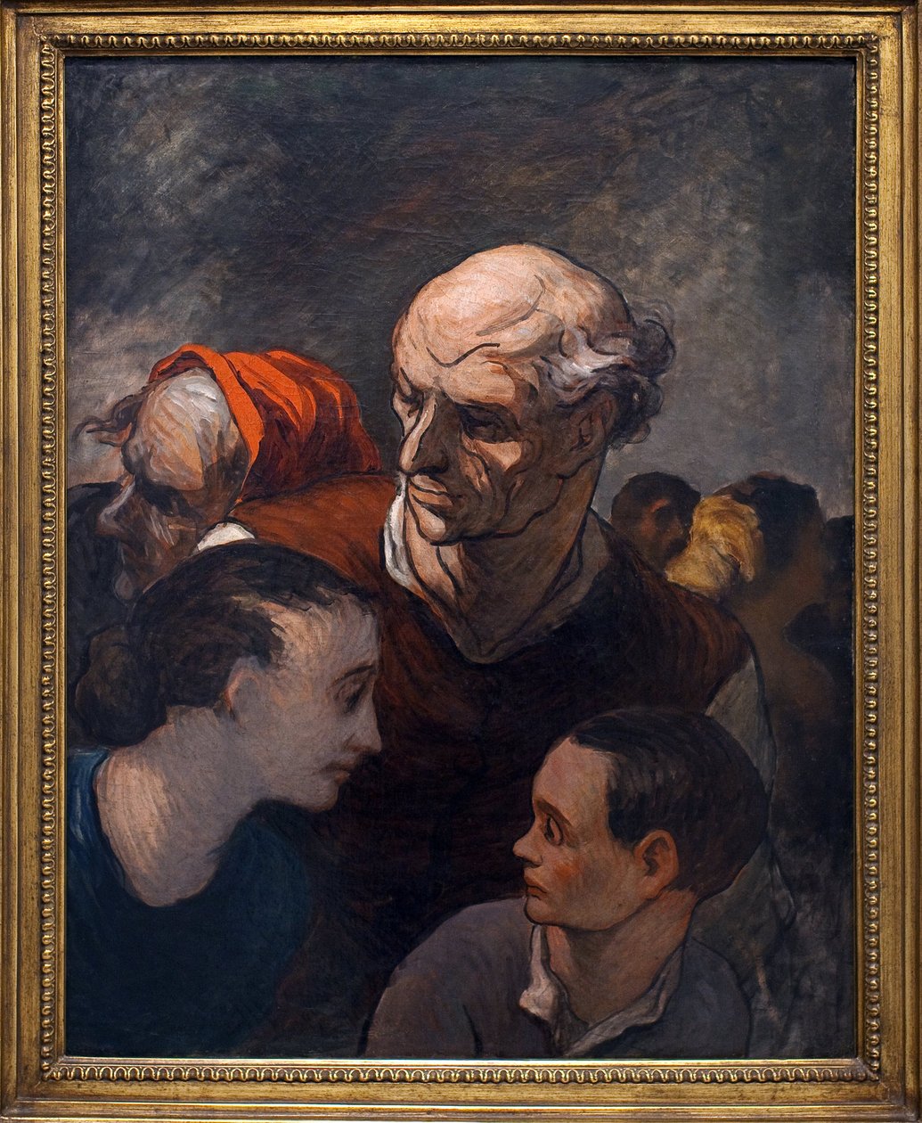 Familie på barrikaderne i 1848. Maleri af Honore Daumier (1808-1879), olie på lærred af Honoré Daumier