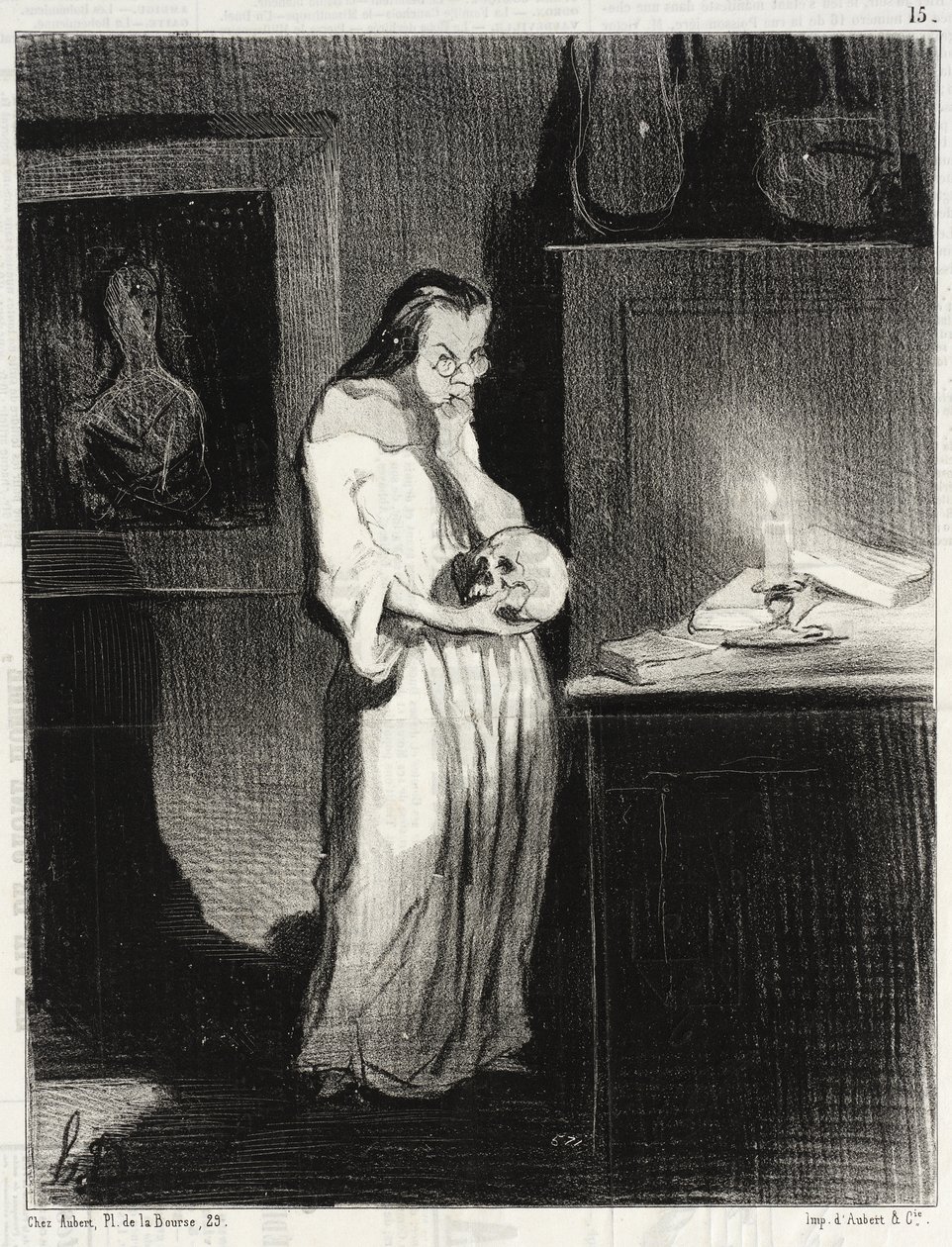 Humanitær kvindelig forfatter, der hengiver sig til manden... af Honoré Daumier