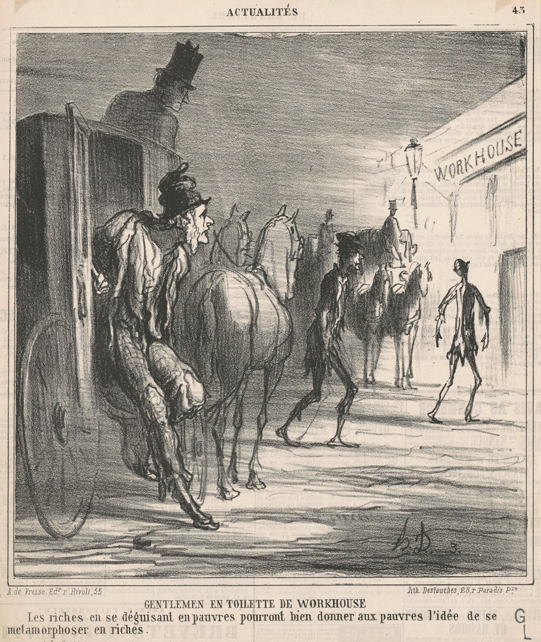 Herrer i fattighusdragt af Honoré Daumier