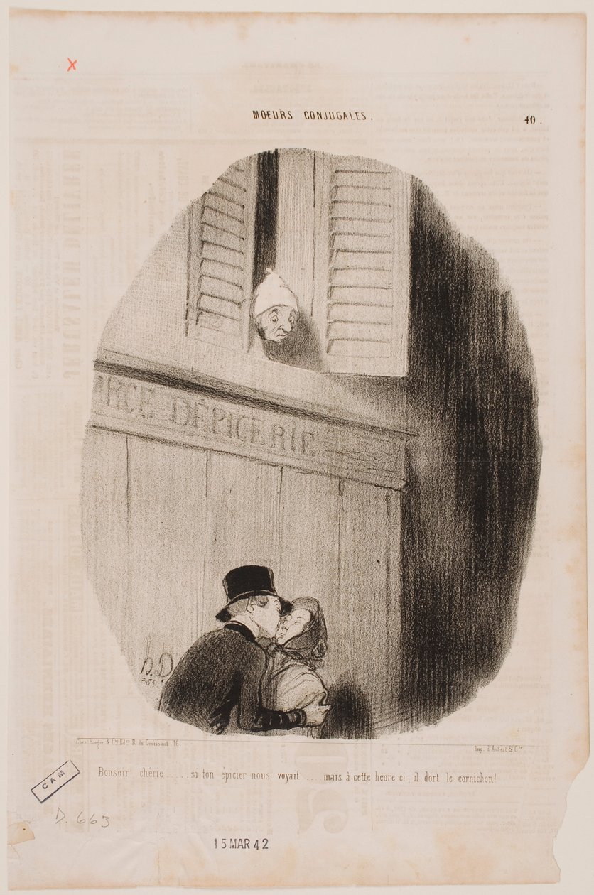 Godnat, min elskede... hvis din købmand så os... af Honoré Daumier