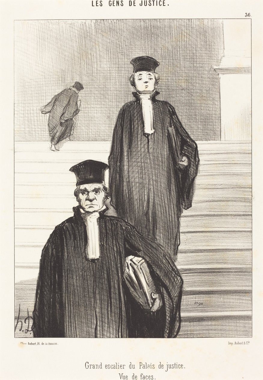 Stor trappe i Justitspaladset. Set forfra af Honoré Daumier