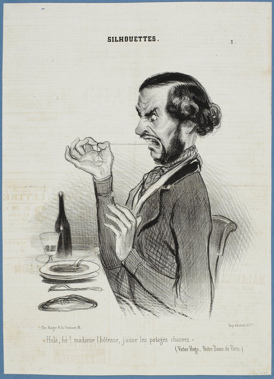 Vent! Servitrice, jeg foretrækker grøntsagerne glatbarberede. af Honoré Daumier