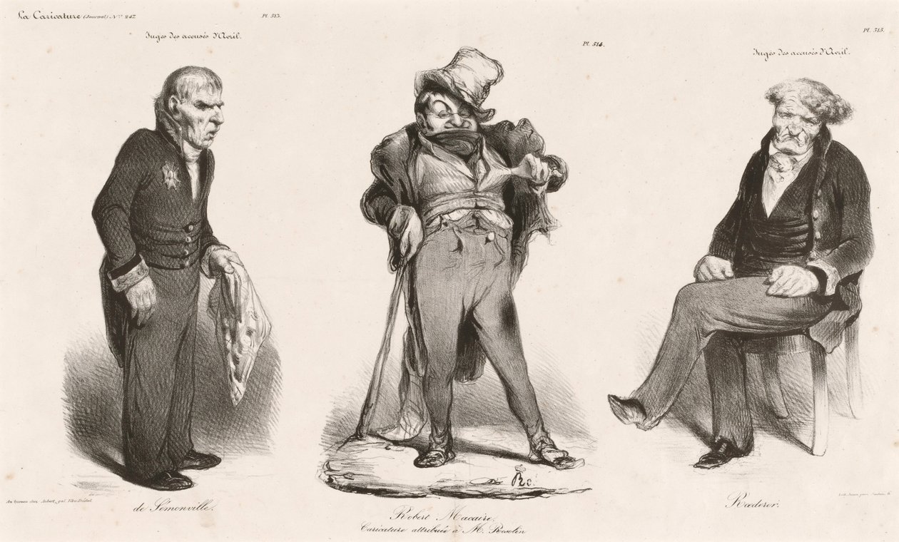 Huguet de Sémonville - Robert Macaire (Thiers) - greve Roederer af Honoré Daumier