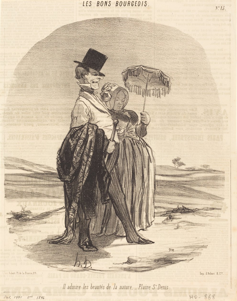 Han beundrer naturens skønheder - Sletten ved Saint-Denis af Honoré Daumier
