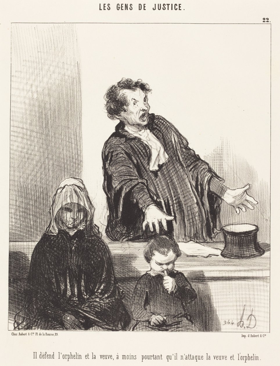 Han forsvarer den forældreløse og enken, medmindre... af Honoré Daumier