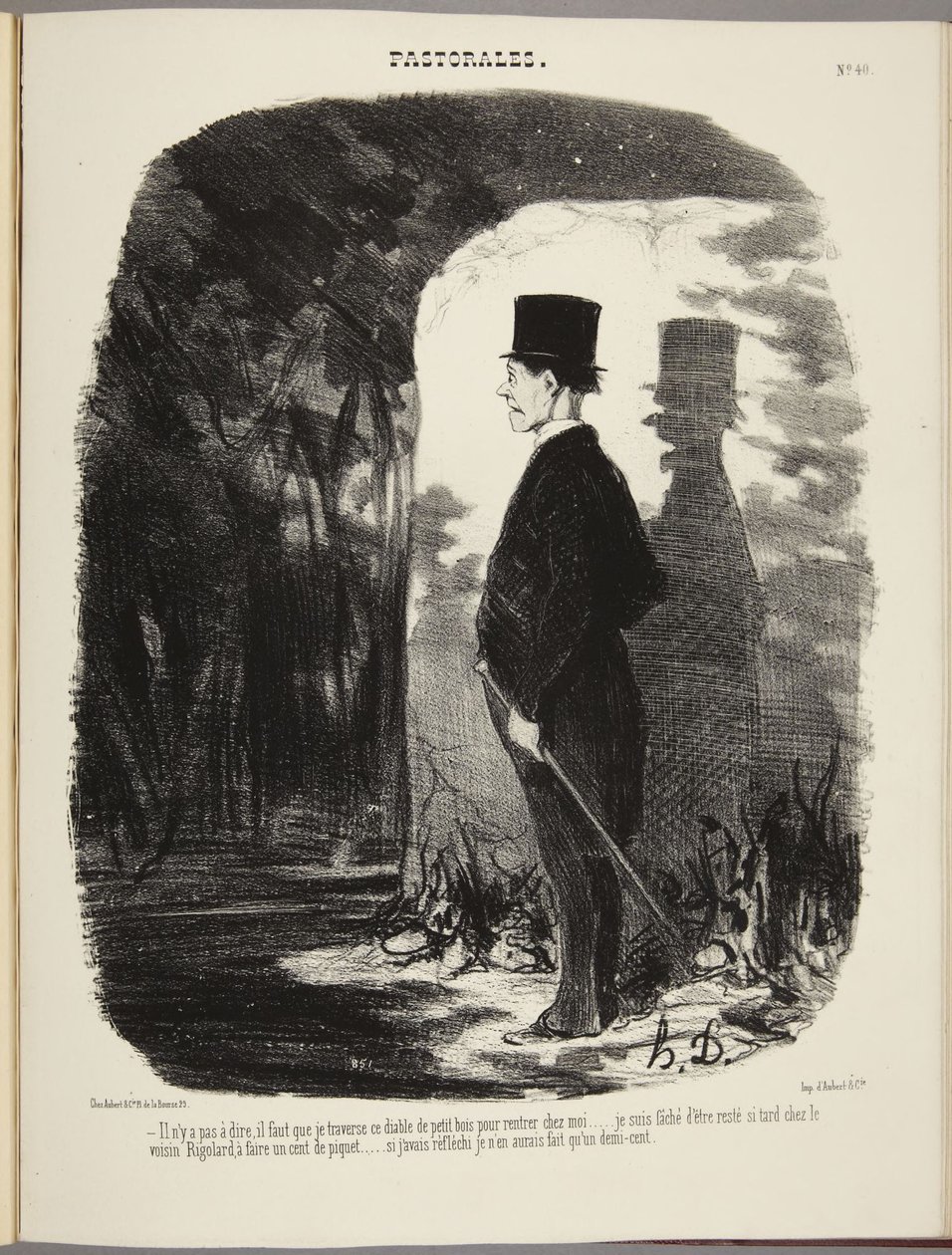 Der er ikke noget at sige til det, jeg må krydse denne forbandede lille skov for at komme hjem... af Honoré Daumier