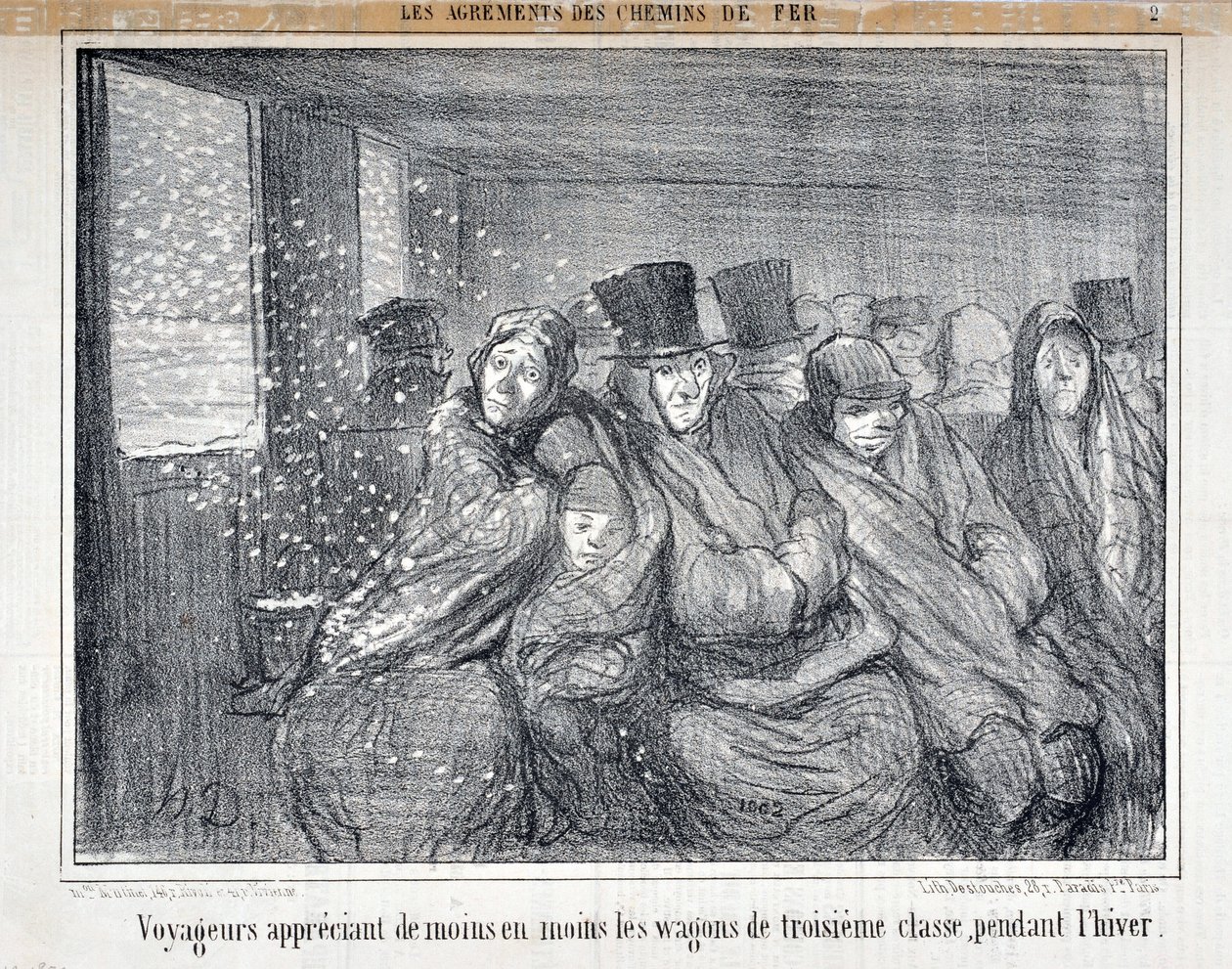 Illustration til serien "Les Agrements des Chemin de fer" af Honoré Daumier