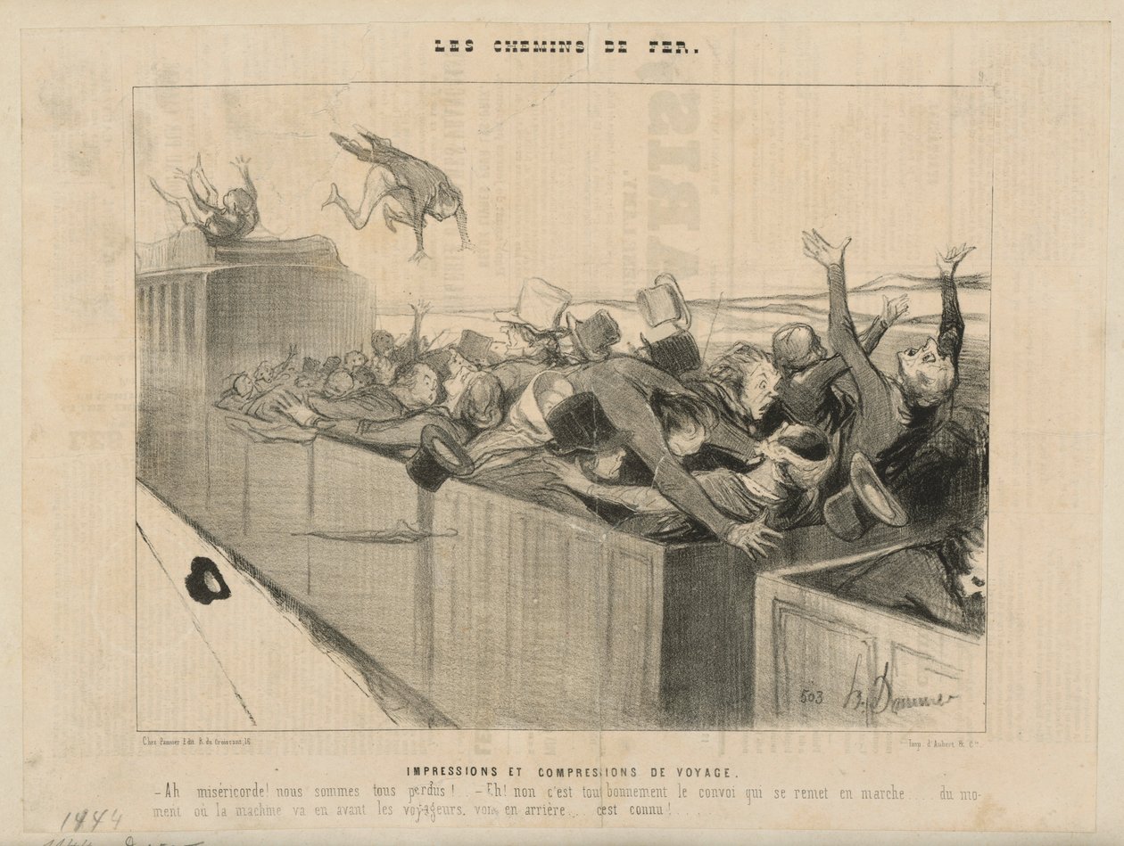 Rejseindtryk og kompressioner. Fra: "Jernbanerne" af Honoré Daumier