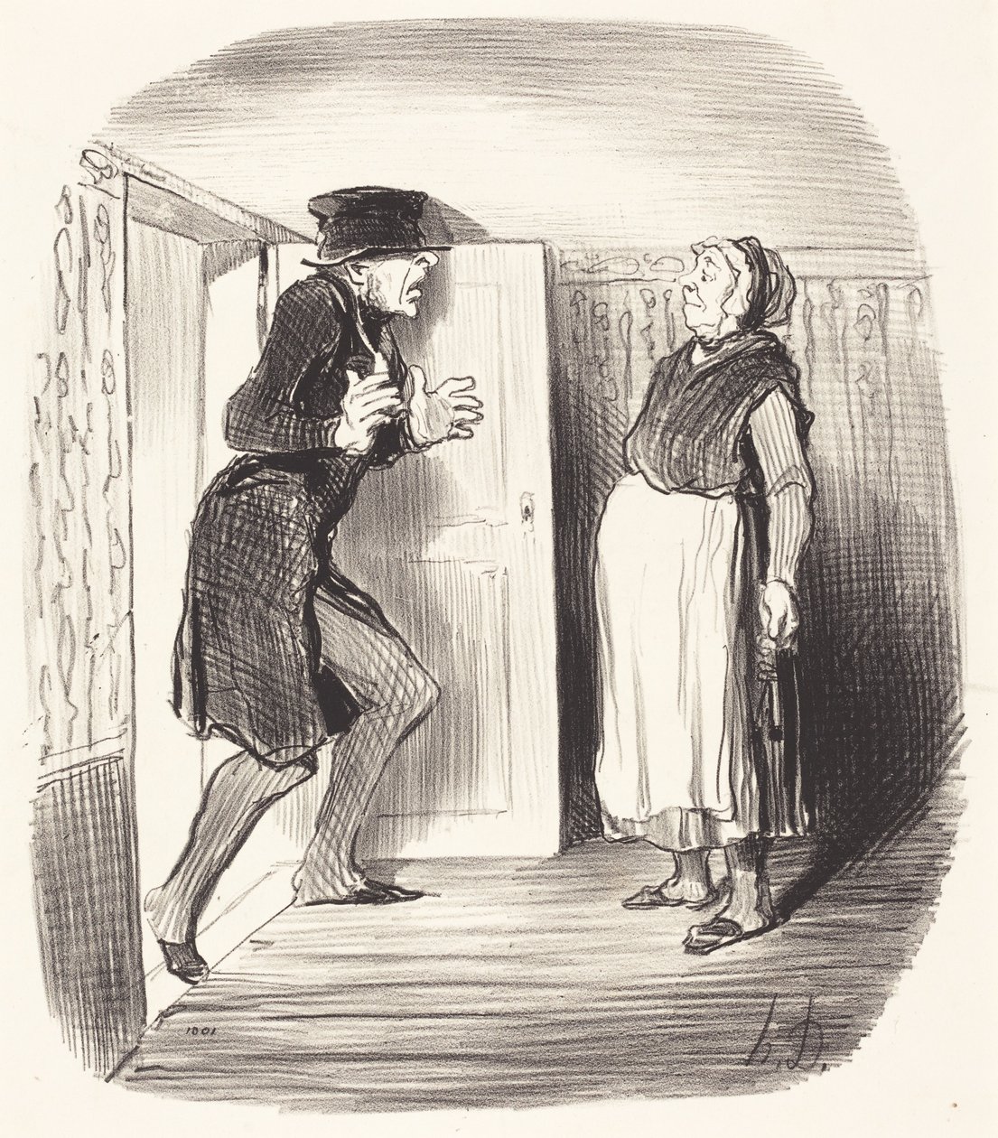 Ulempe ved at besøge en mezzaningulv uden forholdsregler... af Honoré Daumier