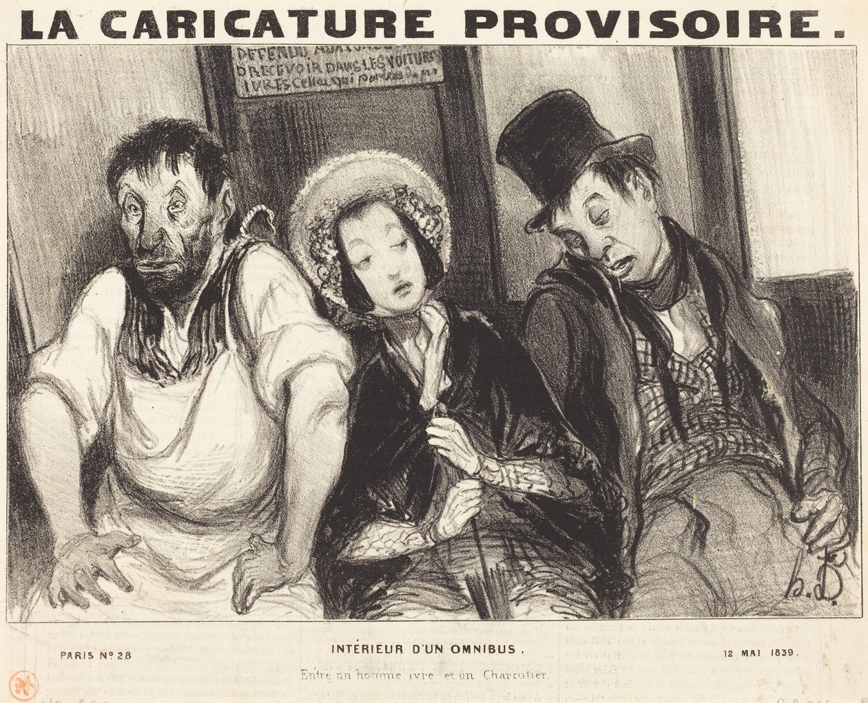 Interiør i en omnibus af Honoré Daumier