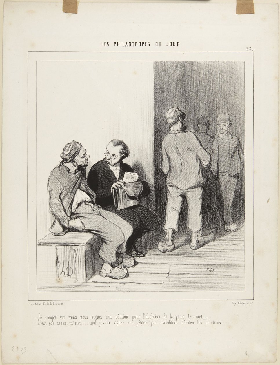 Jeg regner med, at De underskriver..., nummer 33 fra serien Dagens filantroper af Honoré Daumier