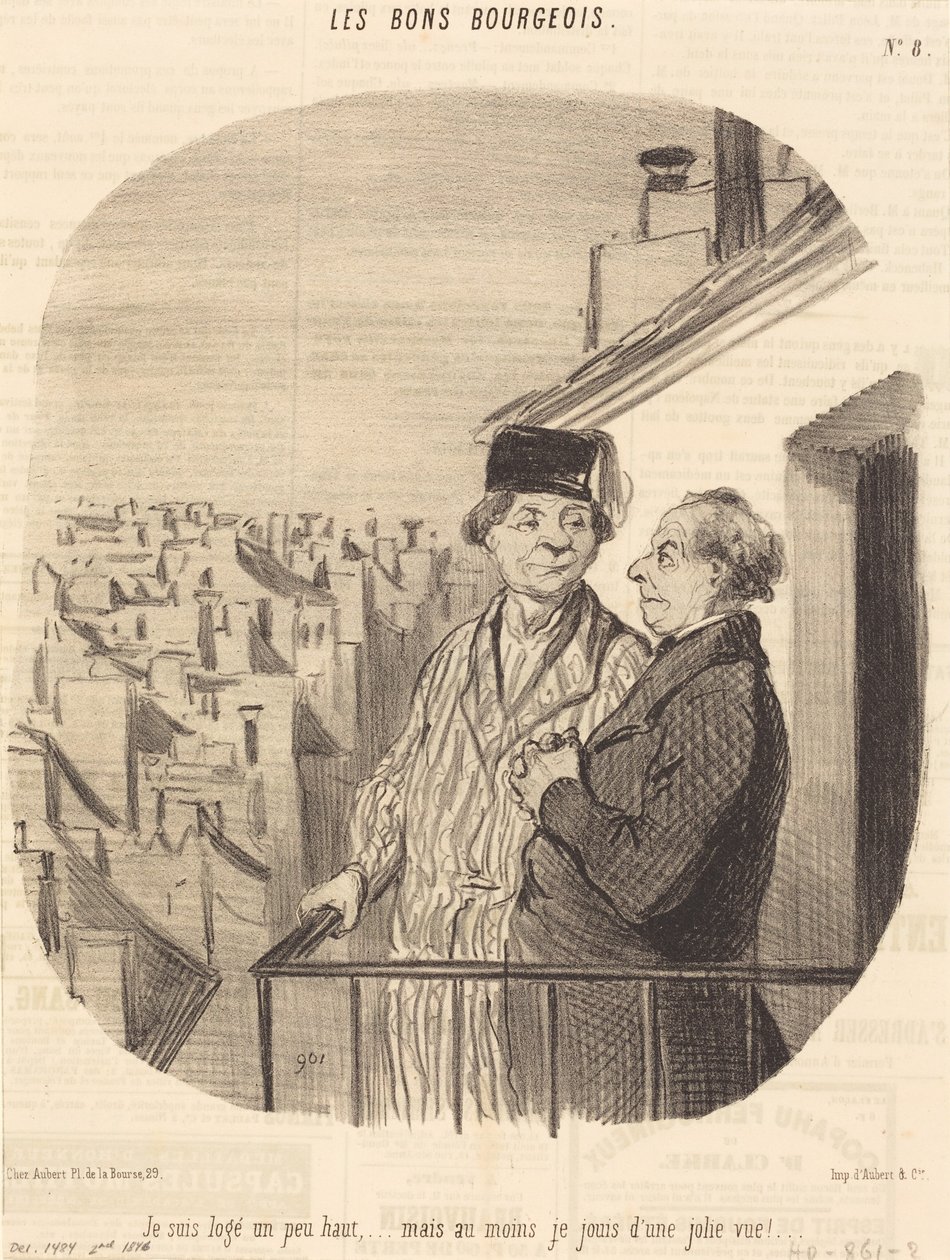 Jeg bor lidt højt oppe... men... jeg nyder en smuk udsigt! af Honoré Daumier