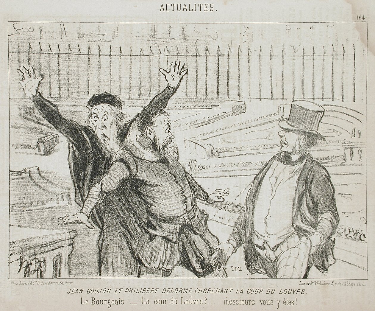 Jean Goujon og Philibert Delorme på jagt efter Louvres gård af Honoré Daumier