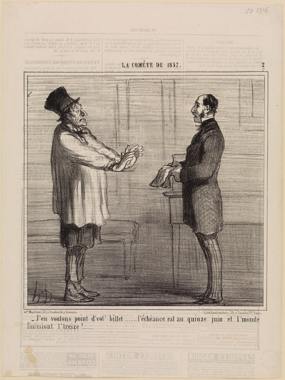 Jeg vil ikke have Deres billet (Kometen fra 1857, tavle 2) af Honoré Daumier