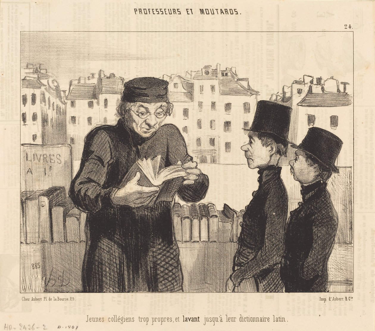 Unge universitetsstuderende... vasker deres latinske ordbog op af Honoré Daumier