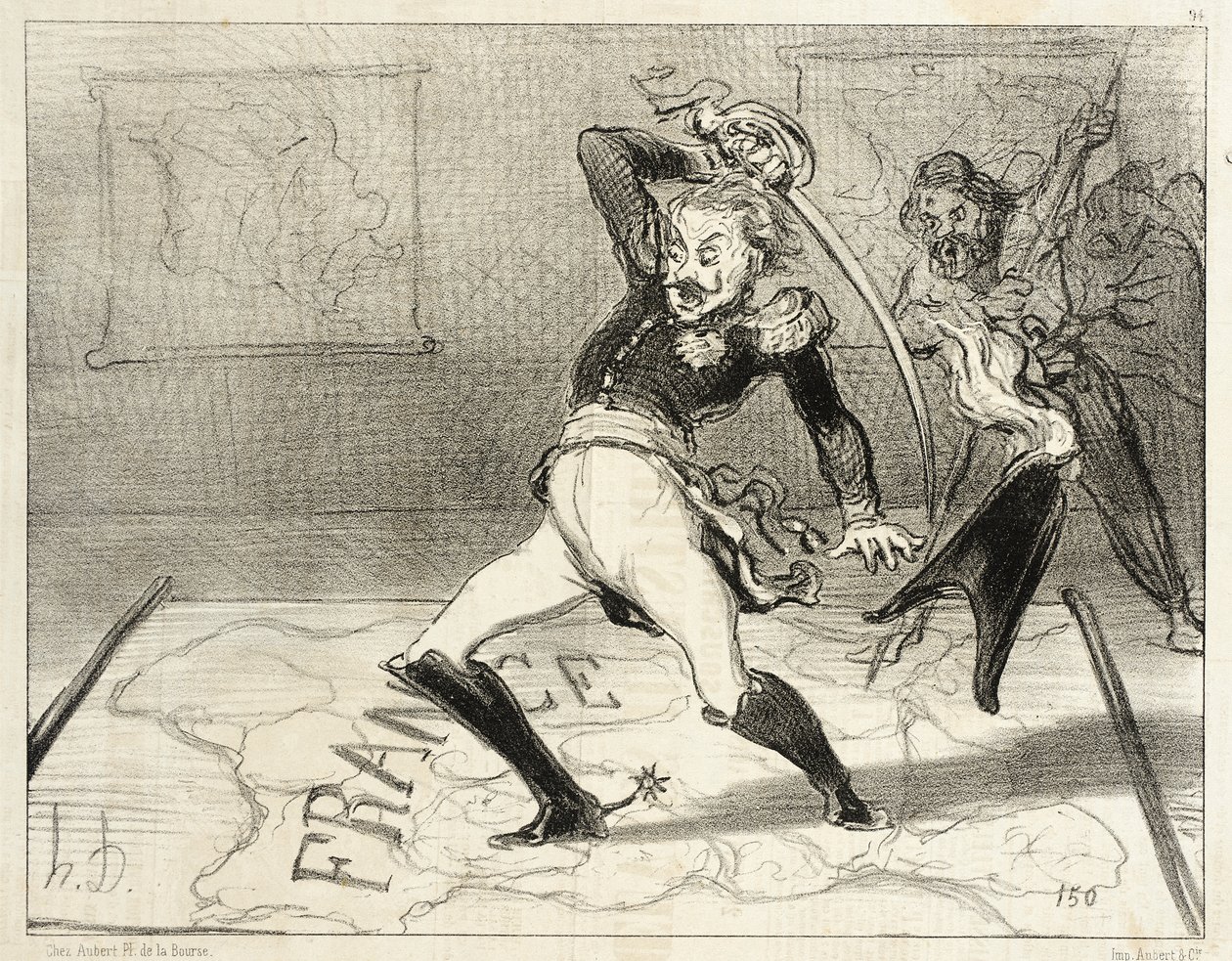 Kejser Nikolaj arbejder i sit kontor af Honoré Daumier