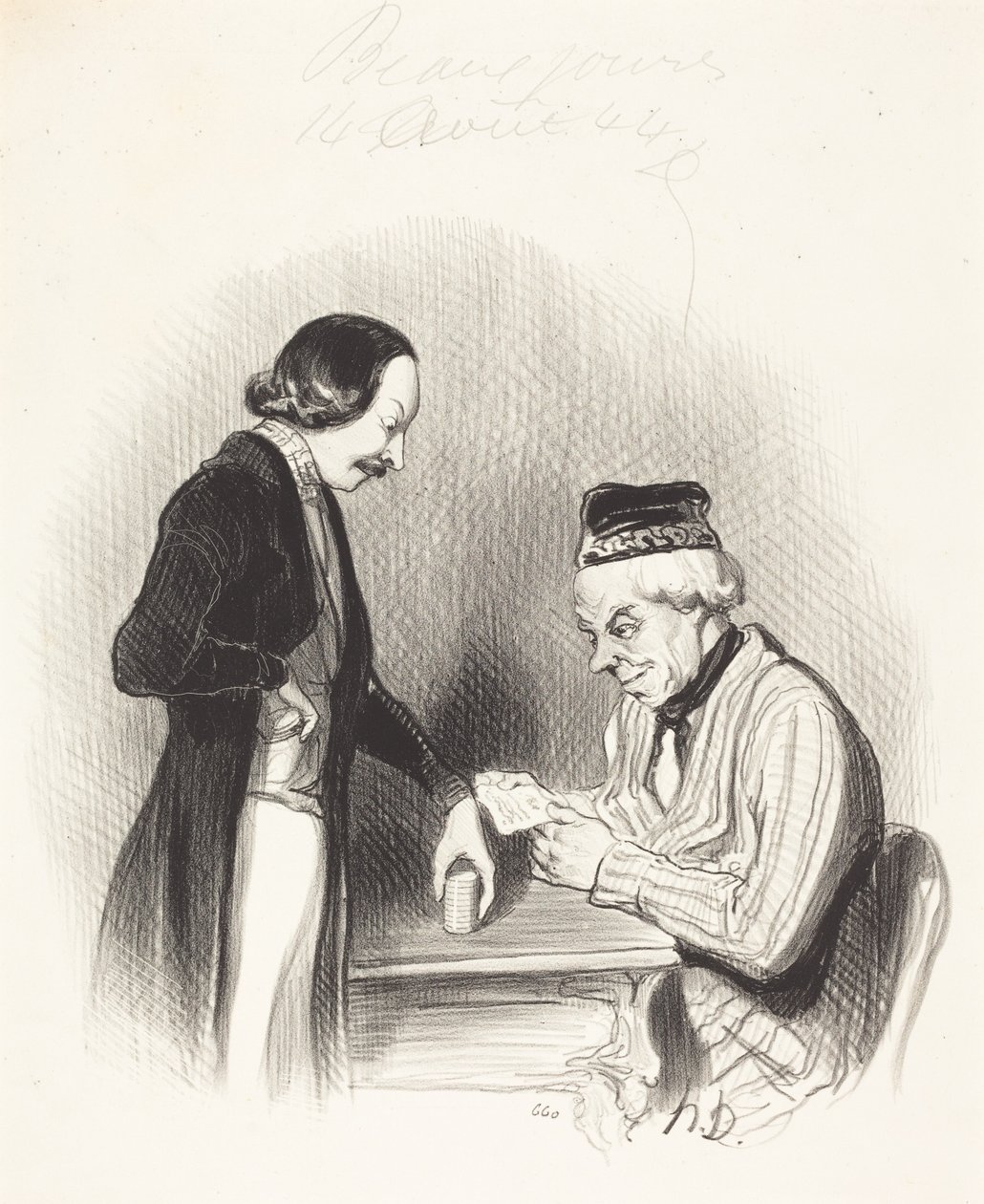 Diskontering af en veksel af Honoré Daumier