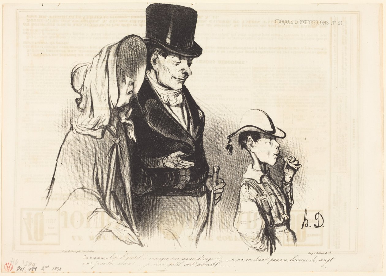Moren - Er han ikke sød, når han spiser sit byg-sukker!... af Honoré Daumier