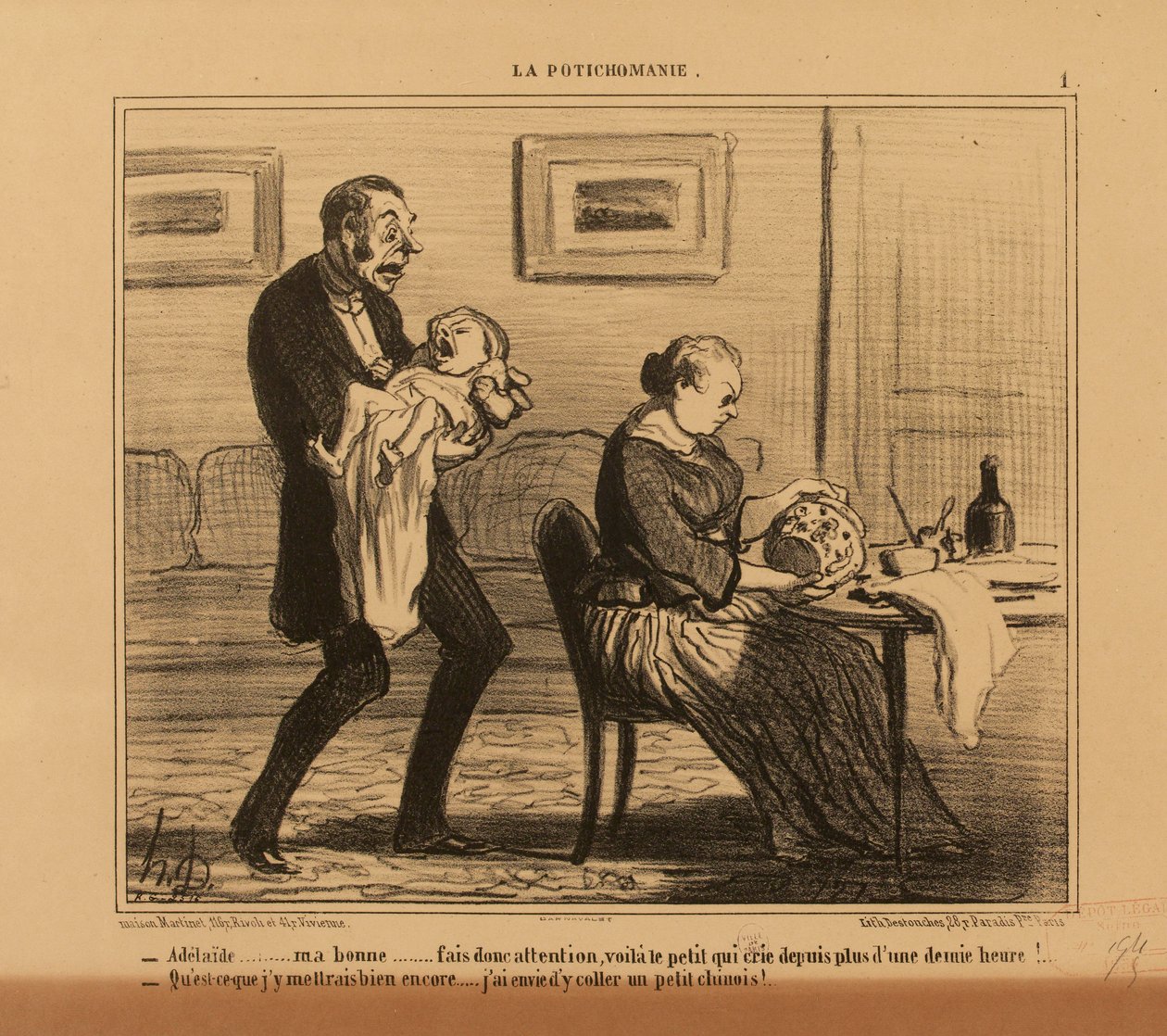 Die Potichomanie Nr. 1: - Adélaïde,... meine Gute... pass doch auf... af Honoré Daumier