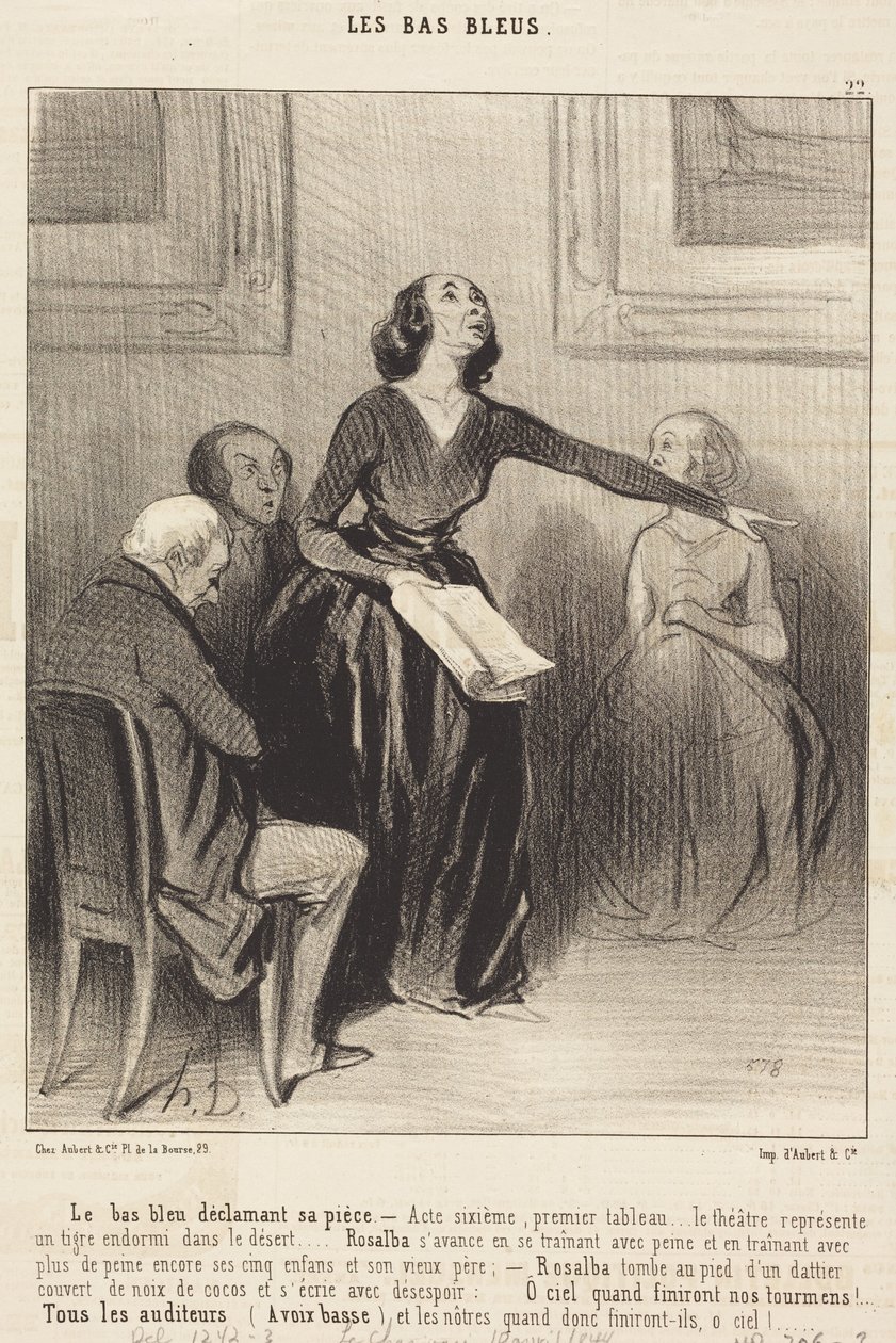 Bas-bleu, der reciterer sit stykke af Honoré Daumier