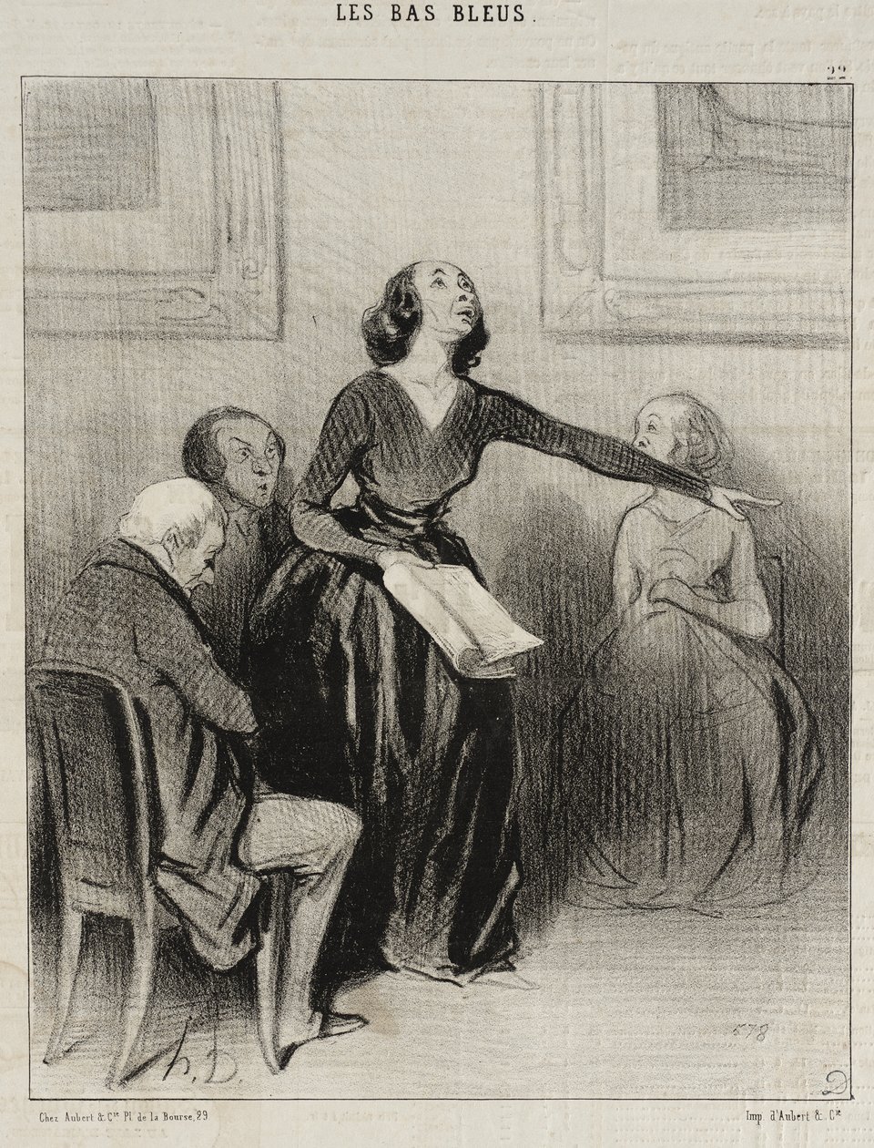 Blåstrømpen, der deklamerer sit stykke af Honoré Daumier